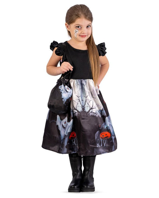 Costume Halloween con fantasmini per bambina 3-5 anni