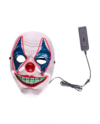 Maschera clown in plastica con dec.lum.(batt.escl.)